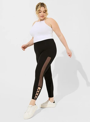 Crop Mesh Lace-Up Legging