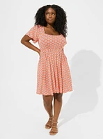 Mini Flutter-Sleeve Skater Dress