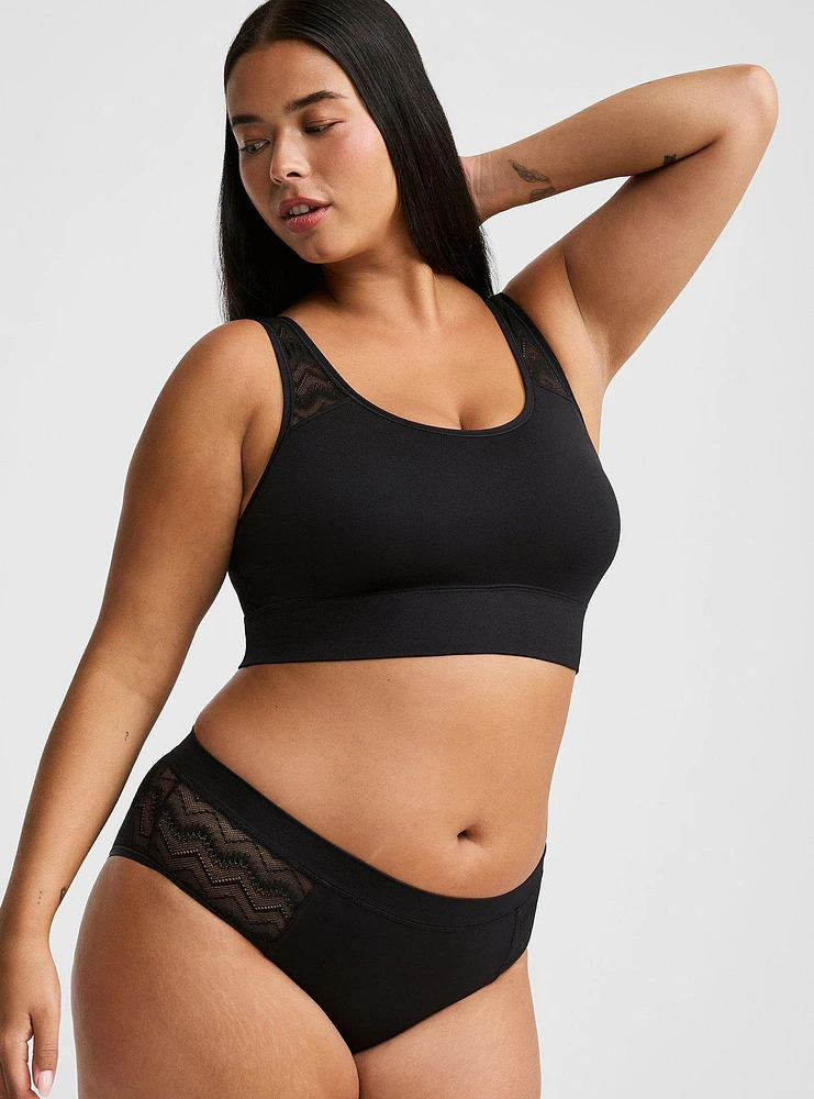 Seamless Smooth Lace Mid-Rise Hipster Panty