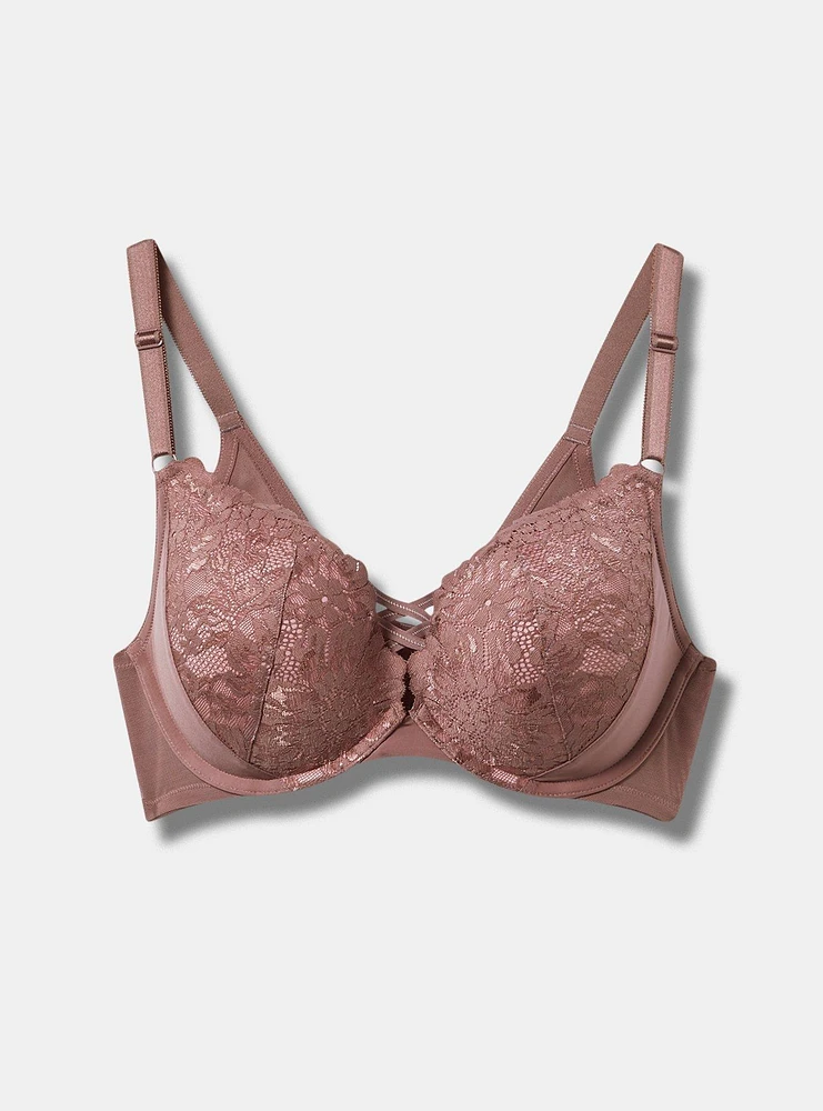 XO Plunge Push-Up Floral Lace Bra