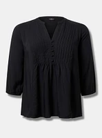 Long Sleeve Pleated Blouse