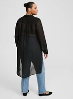 Sheer Long Sleeve Tunic Shirt
