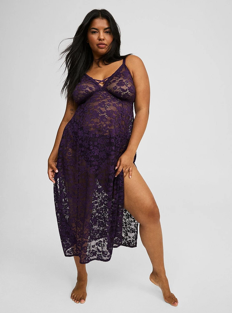 Lace Wireless Tea Length Dress