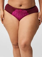 Mid-Rise Microfiber Lace Hipster Panty