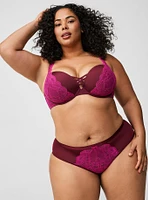 Mid-Rise Microfiber Lace Hipster Panty