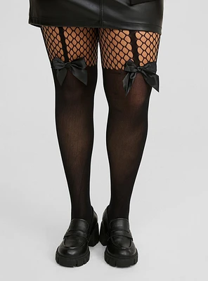 Bow Fishnet Thigh High
