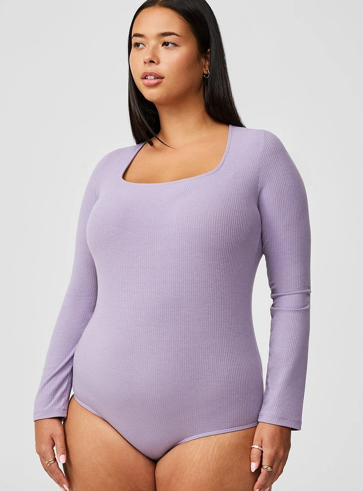 Ribbed Square Neck Bodysuit