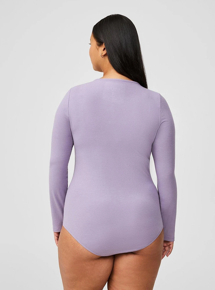 Ribbed Square Neck Bodysuit