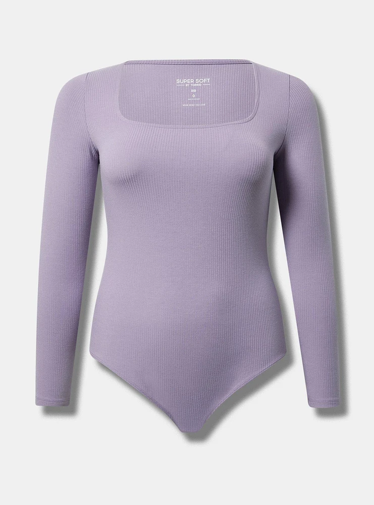 Ribbed Square Neck Bodysuit