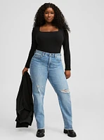 Ribbed Square Neck Bodysuit