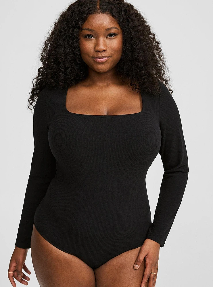 Ribbed Square Neck Bodysuit