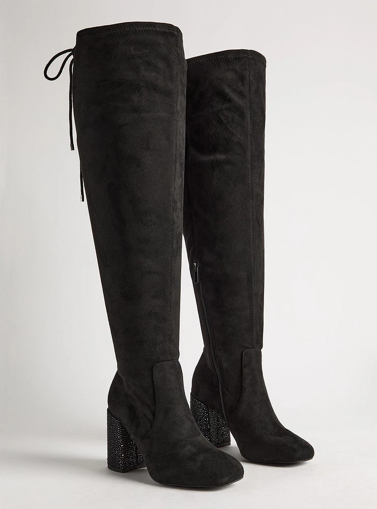 Laceup Embellished Heeled Over-The-Knee Boot (WW)