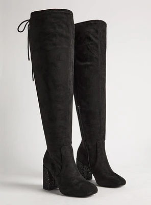 Laceup Embellished Heeled Over-The-Knee Boot (WW)