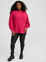 Textured Cotton Crew Neck Oversized Sweatshirt