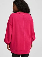 Textured Cotton Crew Neck Oversized Sweatshirt