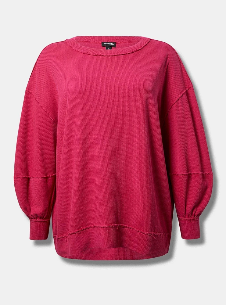 Textured Cotton Crew Neck Oversized Sweatshirt