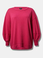 Textured Cotton Crew Neck Oversized Sweatshirt