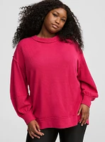 Textured Cotton Crew Neck Oversized Sweatshirt