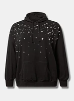 Drop Shoulder Rhinestone Hoodie