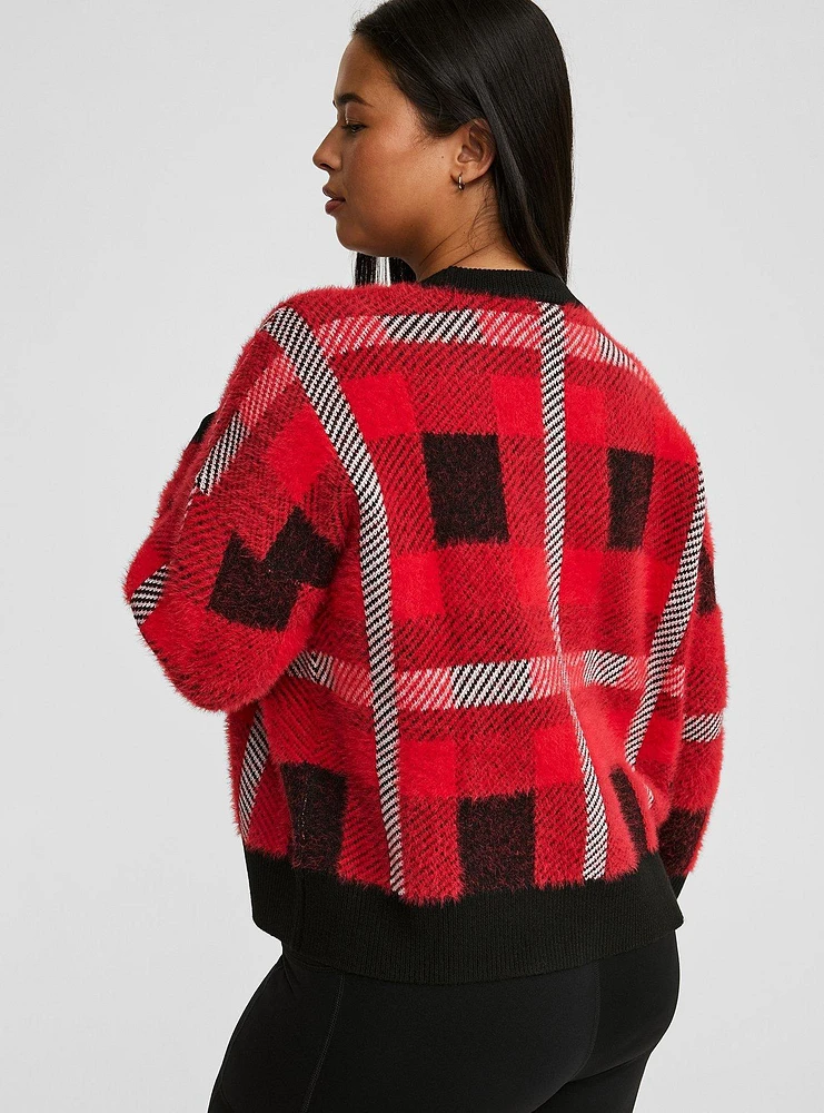 Luxe Cozy Eyelash Drop Shoulder Cropped Cardigan