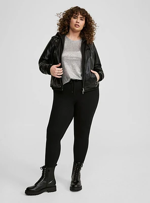 Supersoft Plush Foil Rib Crew Neck Top