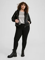 Supersoft Plush Foil Rib Crew Neck Top