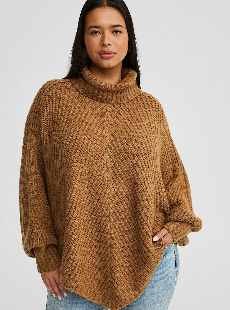 Chunky Ribbed Poncho Sweater