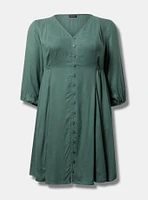 Button Front Skater Mini Dress