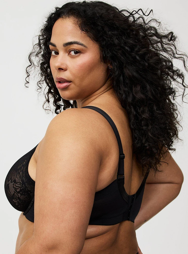 Full-Coverage Unlined Lace Bra