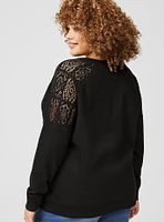 Crochet Shoulder Crew Sweatshirt