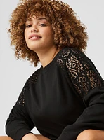 Crochet Shoulder Crew Sweatshirt