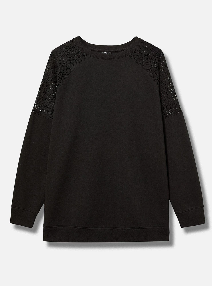 Crochet Shoulder Crew Sweatshirt