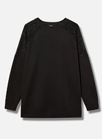 Crochet Shoulder Crew Sweatshirt