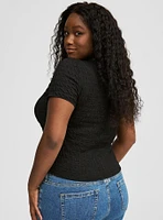 Textured Crew Neck Top