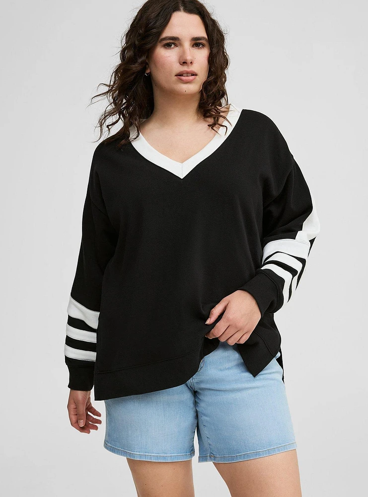 Step Hem V-Neck Sweatshirt