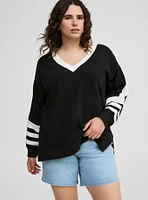 Step Hem V-Neck Sweatshirt