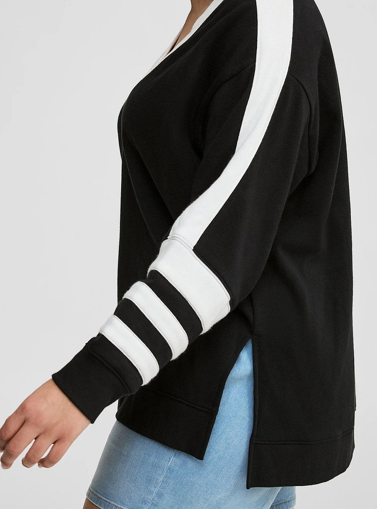 Step Hem V-Neck Sweatshirt