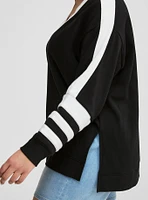Step Hem V-Neck Sweatshirt
