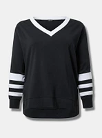 Step Hem V-Neck Sweatshirt