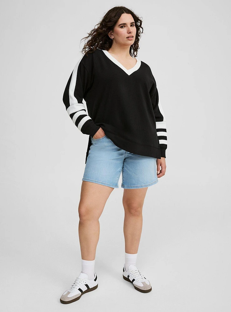 Step Hem V-Neck Sweatshirt