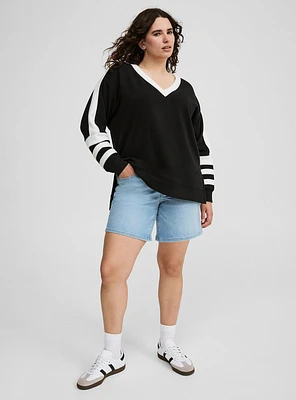 Step Hem V-Neck Sweatshirt