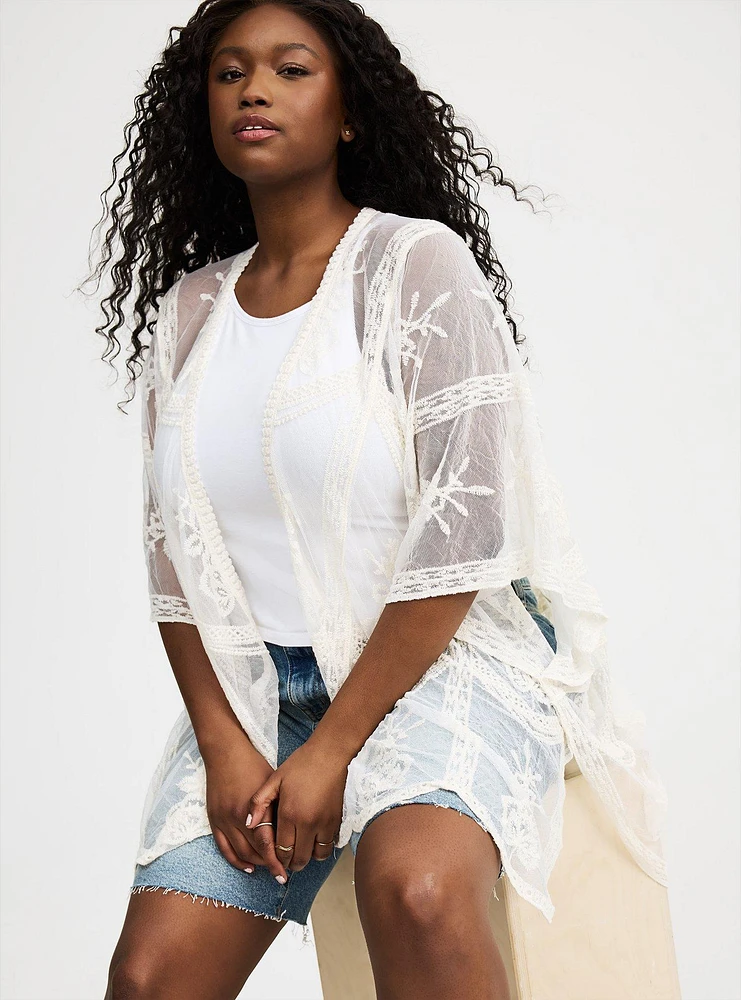 Mesh Embroidered Ruana