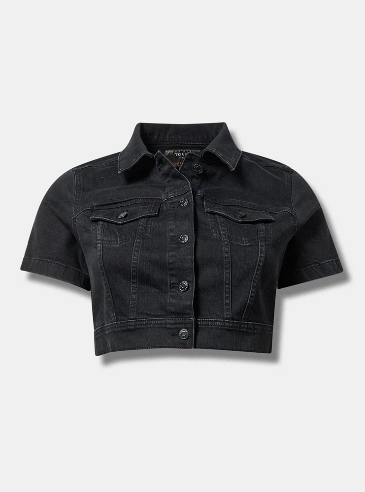 Short Sleeve Cropped Trucker Jacket