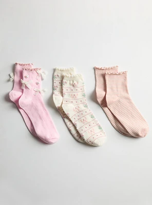 3-Pack Bow Crew Socks
