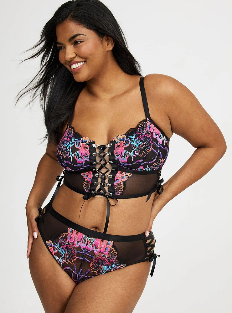 Lace-Up High-Leg Tanga Panty