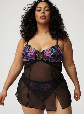 Floral Lace Fit And Flare Babydoll