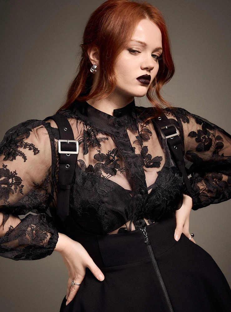 Nightfall Embroidered Mesh Top