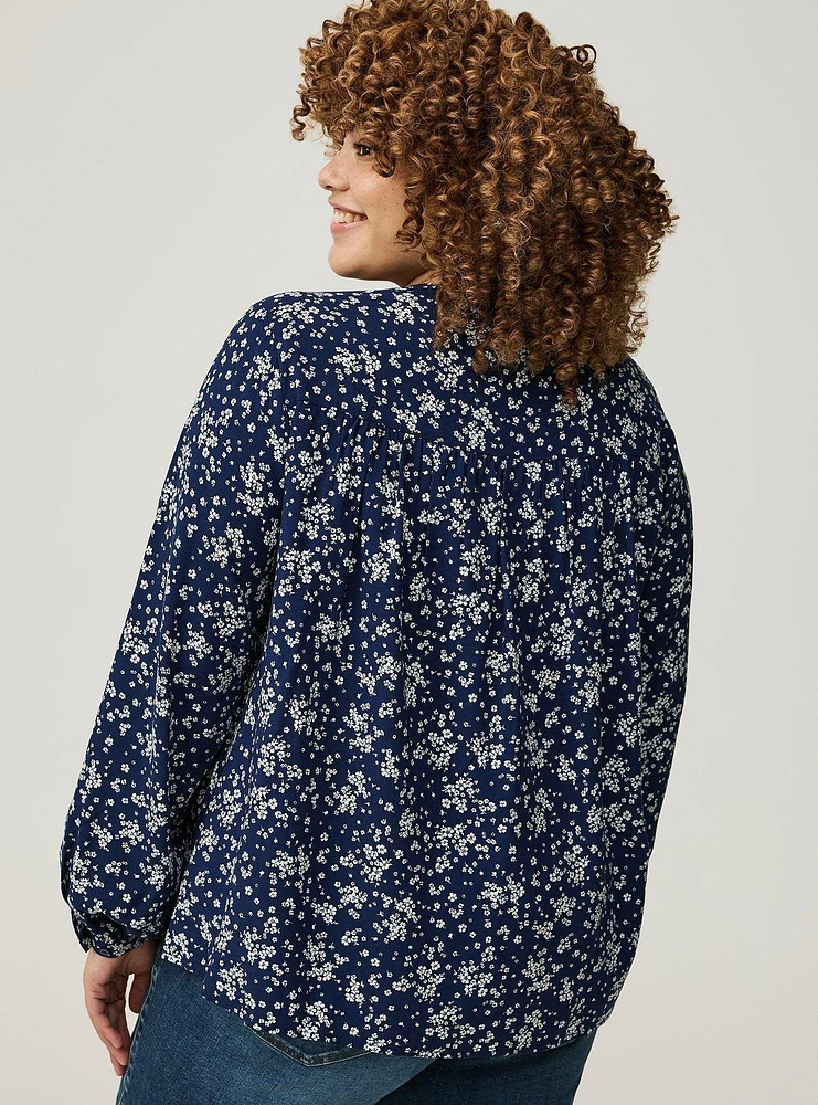 Challis Relaxed Long Sleeve Blouse