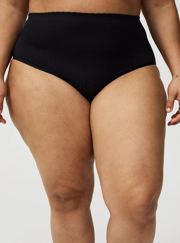 Seamless Pointelle Mid-Rise Brief Panty
