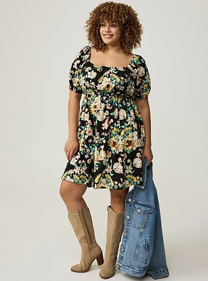 Mini Puff-Sleeve Dress